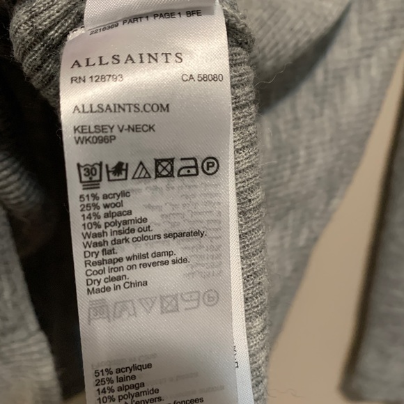 All Saints Kelsey V-Neck Sweater, size XS - Picture 10 of 12